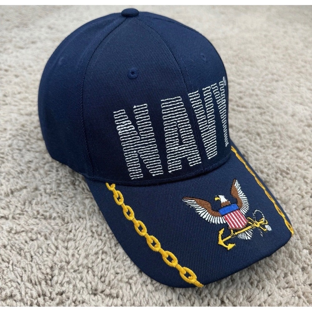 US Navy Hat Embroidered Eagle Anchor C Crested Navy Blue CAP5960 Kys Design Cap - Picture 3 of 8